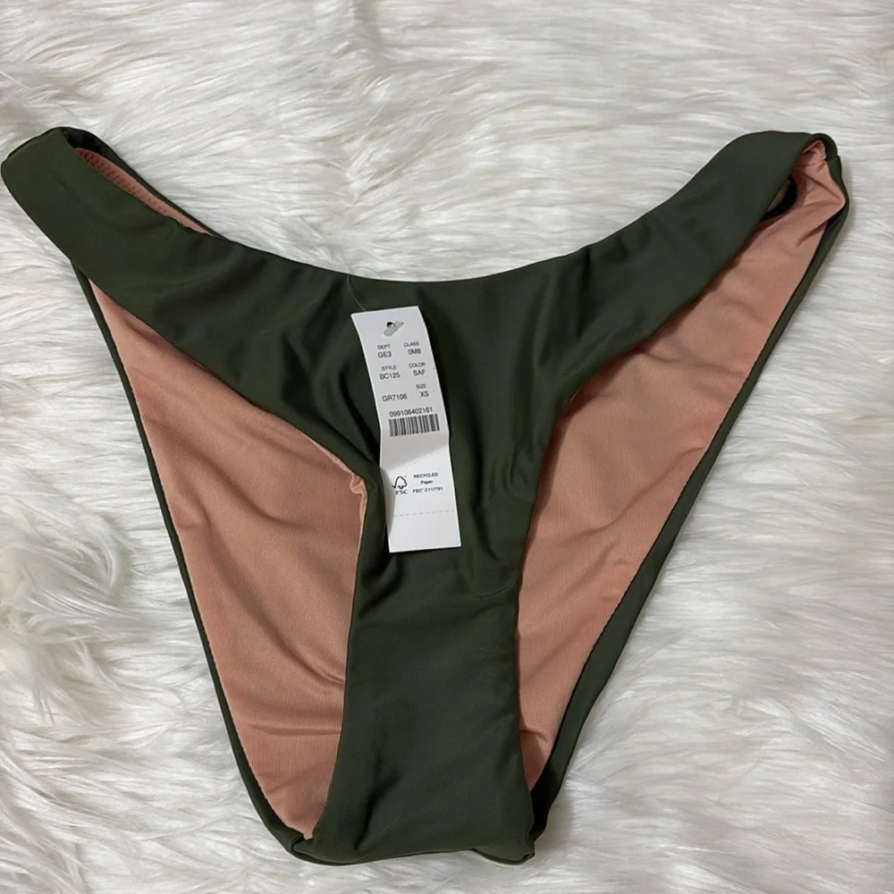 NWT J. Crew Green Bikini Swim Bottoms Only XS
